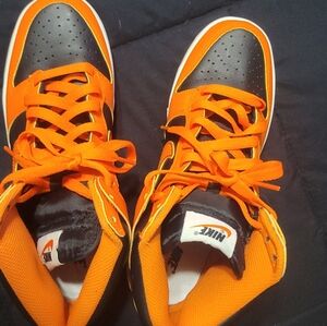 Nike Orange and Black High-Top Dunks  Sneakers